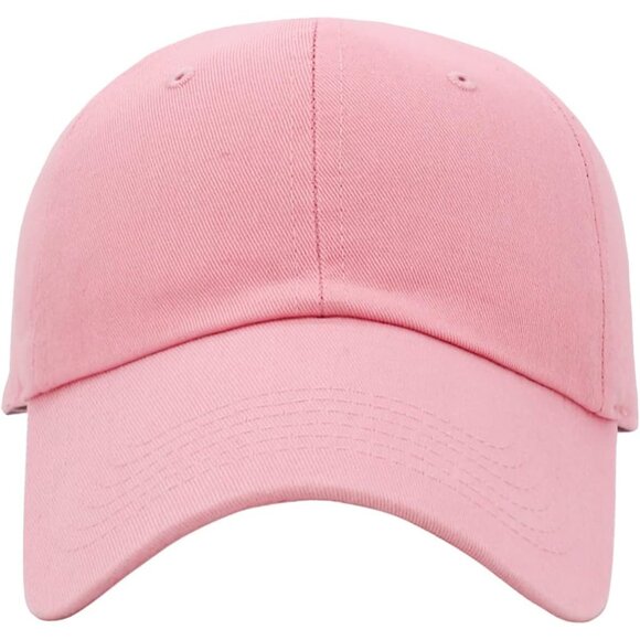 Women's Pink Lightweight Classic Cotton Adjustable Low Crown Baseball Hat Cap - Picture 2 of 6